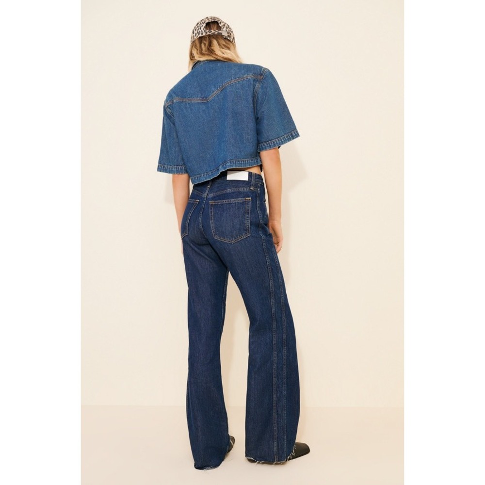 RE/DONE nuuly The Californian Dark Wash Wide Leg Raw Hem Jeans Size 29
